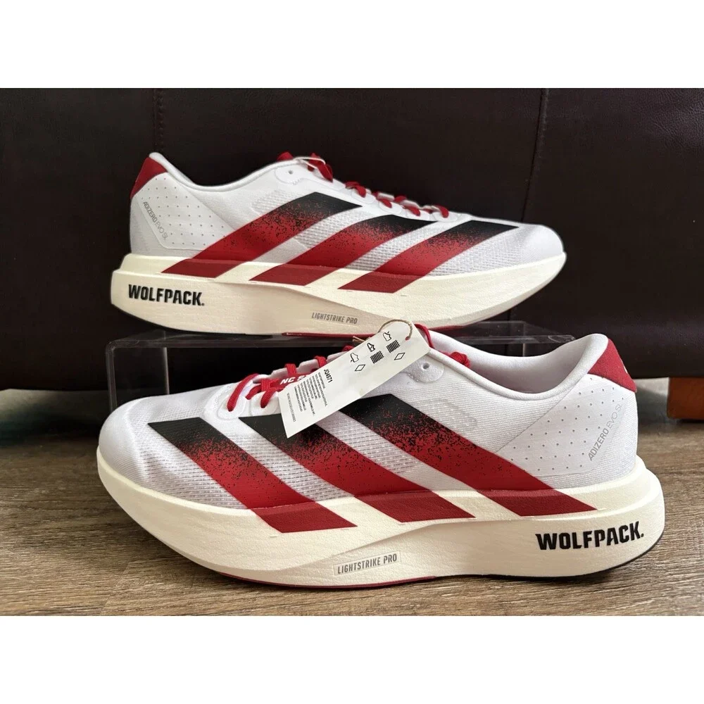 Adidas Adizero Evo SL NC State Wolfpack White Red Mens Sz 8.5 JQ4571